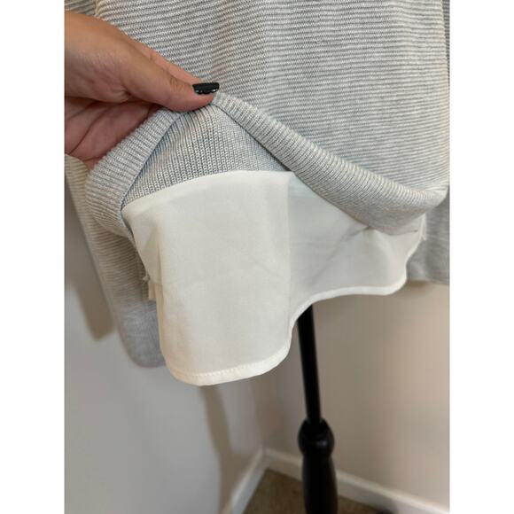 Hilary Radley Soft Knit Women's M Gray Round Neck Layered 2fer Sweater - Picture 3 of 6